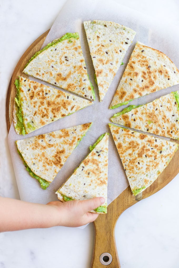 Avocado Quesadilla Cut into Triangles