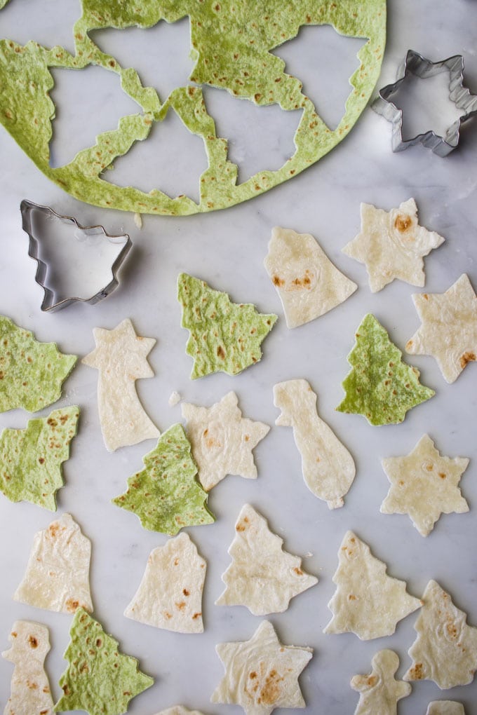 Tortilla Wrap Cut into Christmas Shapes