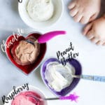 Four flavours of banana ice cream with suggestions of a range of other flavours. #noaddedsugar #banana #frozenbanana #bananaicecream #nicecream #healthydessert #kidsfood #blw #babyledweaning