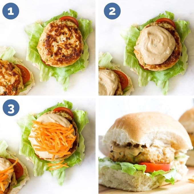 Building the Perfect Satay Burger Steps 1) Add Lettuce, Tomato & Burger 2) Add Satay Sauce 3) Add Grated Carrot 4) Add Bun Top 