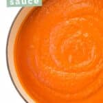 Pinterest Pin Showing Pan of Hidden Veg Pasta Sauce with Text Overlay "Hidden Veg Pasta Sauce".