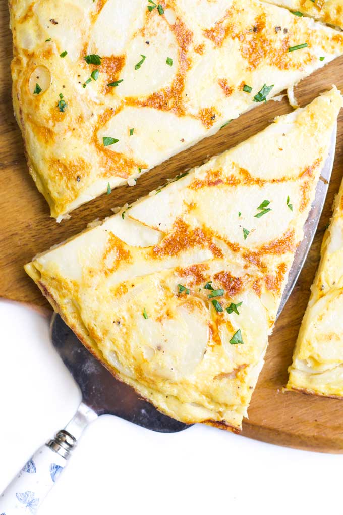 Close Up View of Slice of Spanish Tortilla