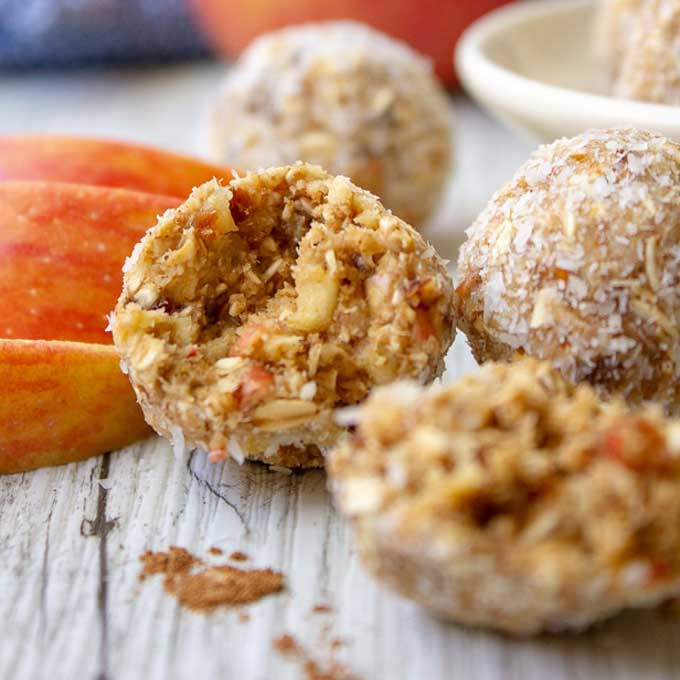 Apple Pie Bliss Balls Split in Half