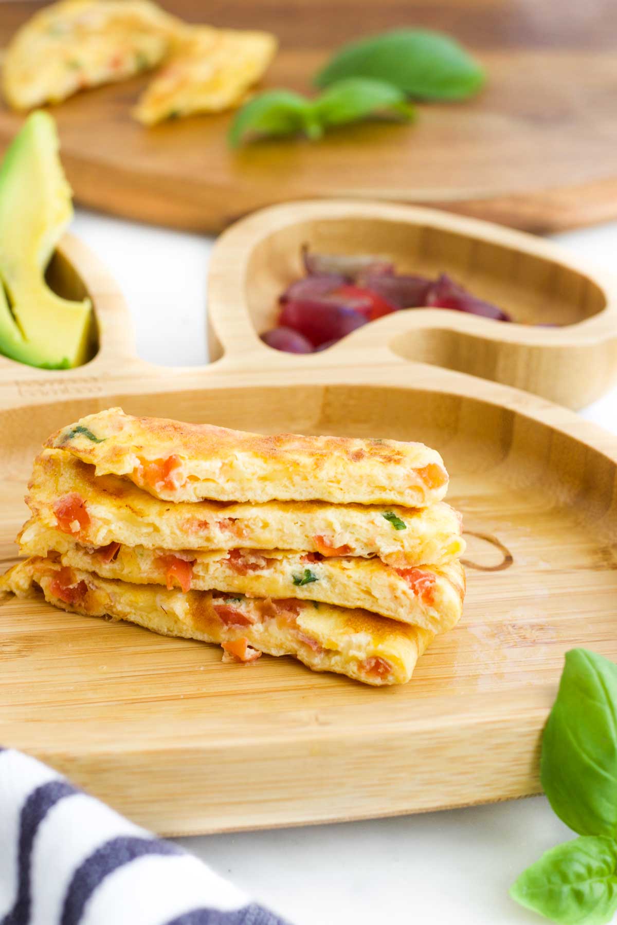 Stack of Four Omelette Fingers on Bunny Plate