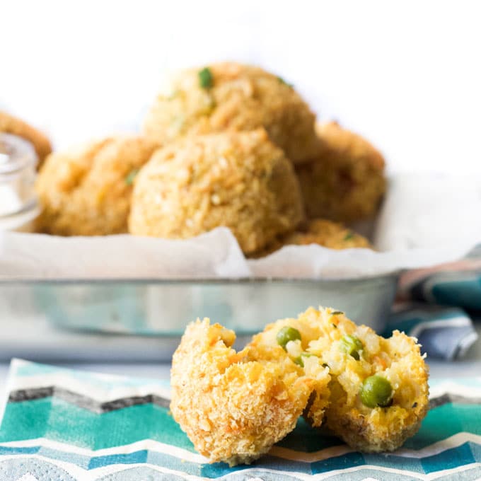 Bake Arancini Risotto Balls Split Open