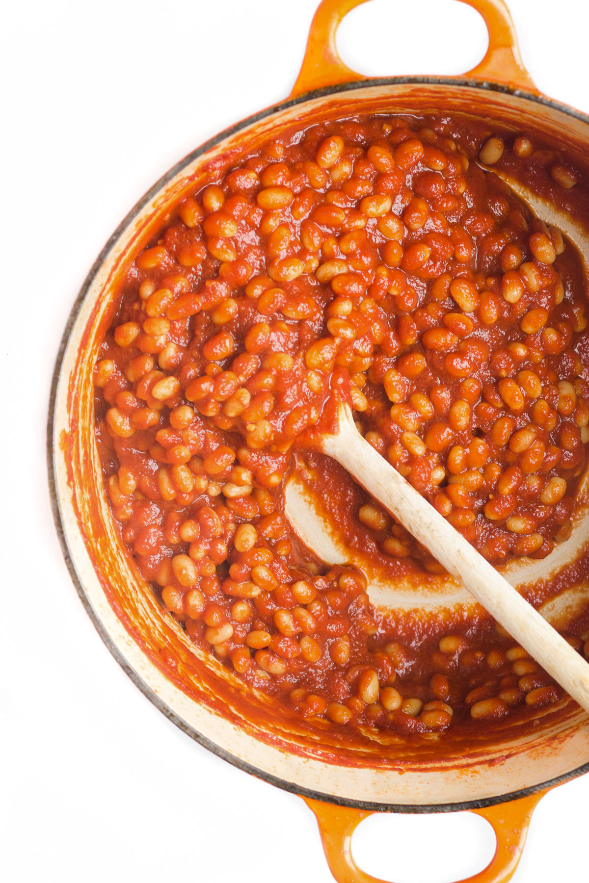 Cooked Healthy Baked Beans in Pot.