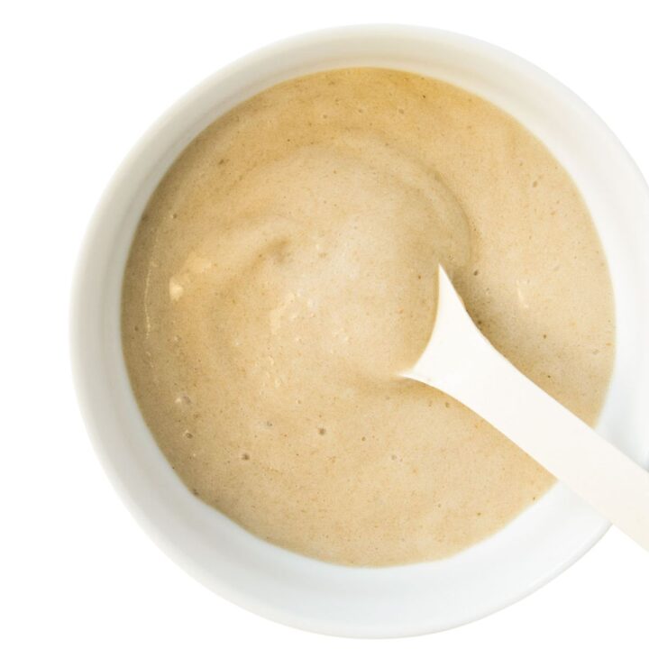 Banana Puree in White Bowl.