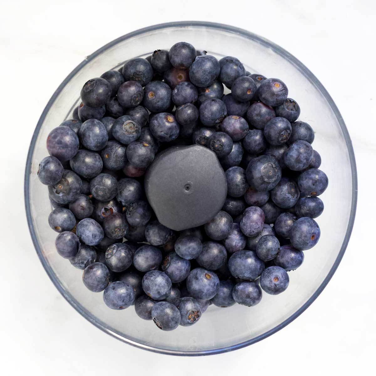 Whole Blueberries in Food Processor Bowl