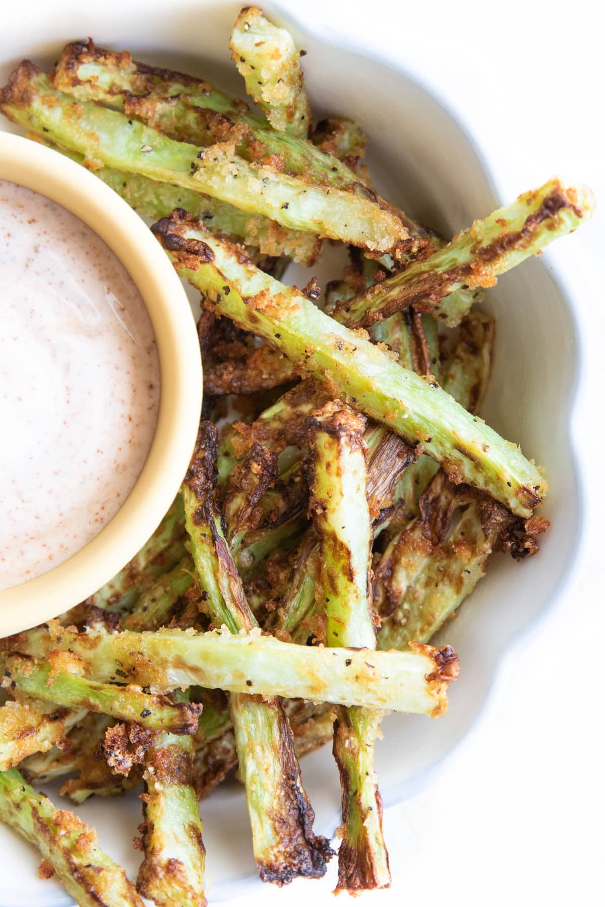 Close Up View Of Broccoli Fries in Bowl. 