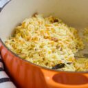 Cooked Carrot Rice in Pot