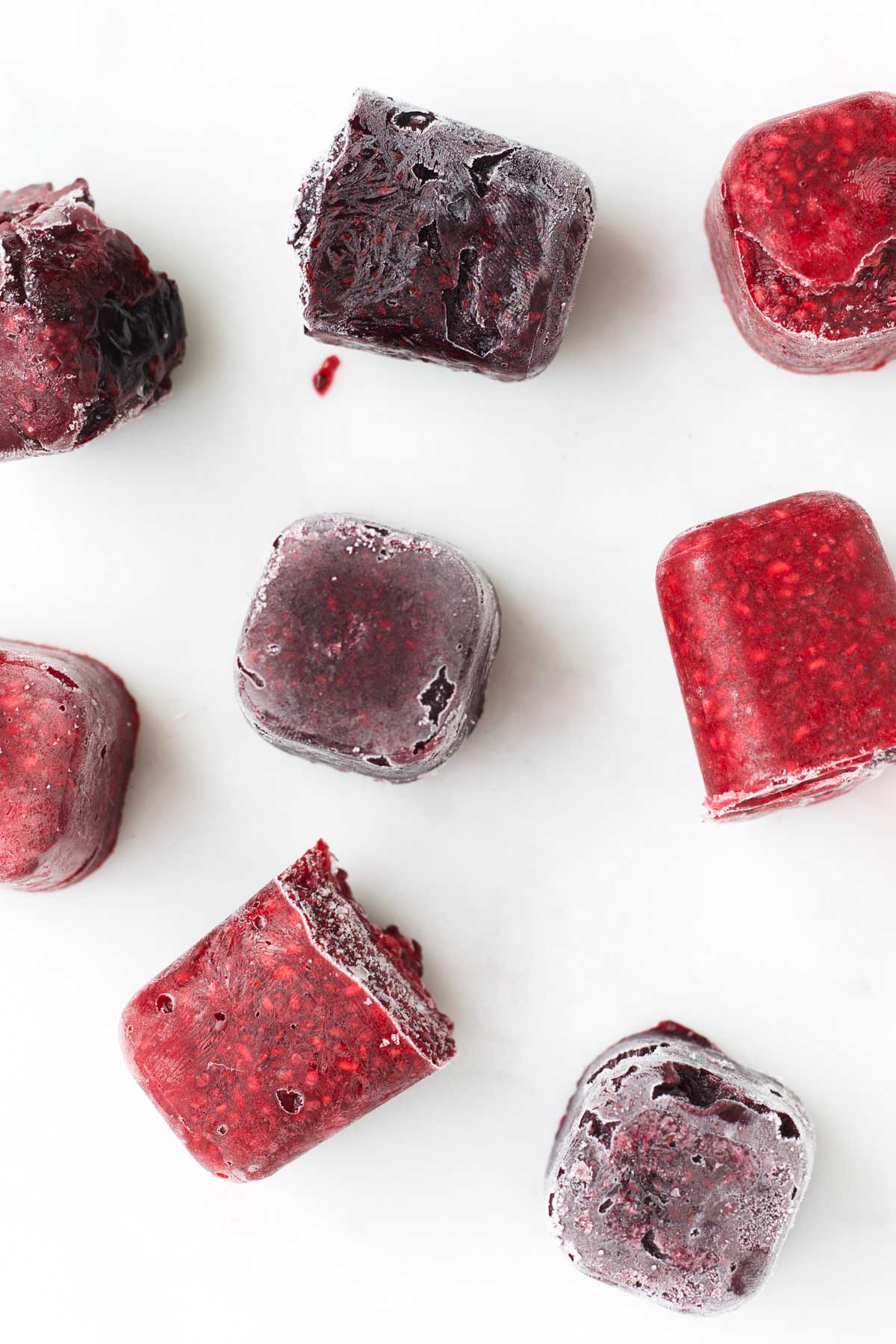 Top Down View of Frozen Chia Jam Cubes