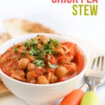 This is an amazing one pot family meal that will be guaranteed to become a regular in you meal plan. Packed with flavour with succulent chicken, this is a family meal that will delight all. #familymeal #onepotmeal #kidsfood #chicken #chickpeas #chickenchickpeastew #chickenstew #chickpeastew