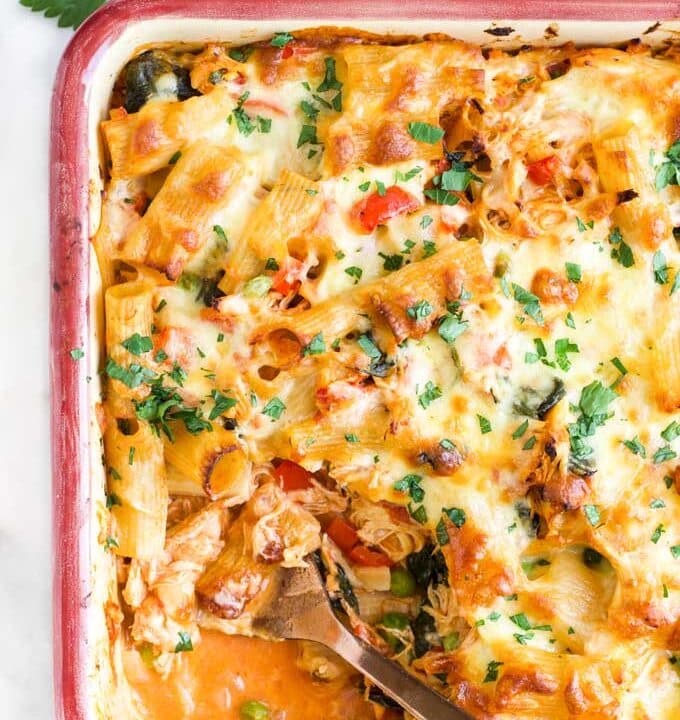 Chicken Pasta Bake With Portion Removed