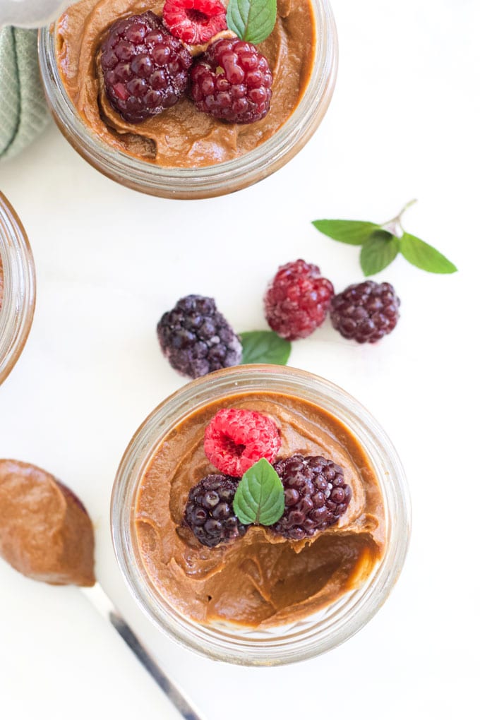 Top Down View of Chocolate Avocado Pudding 