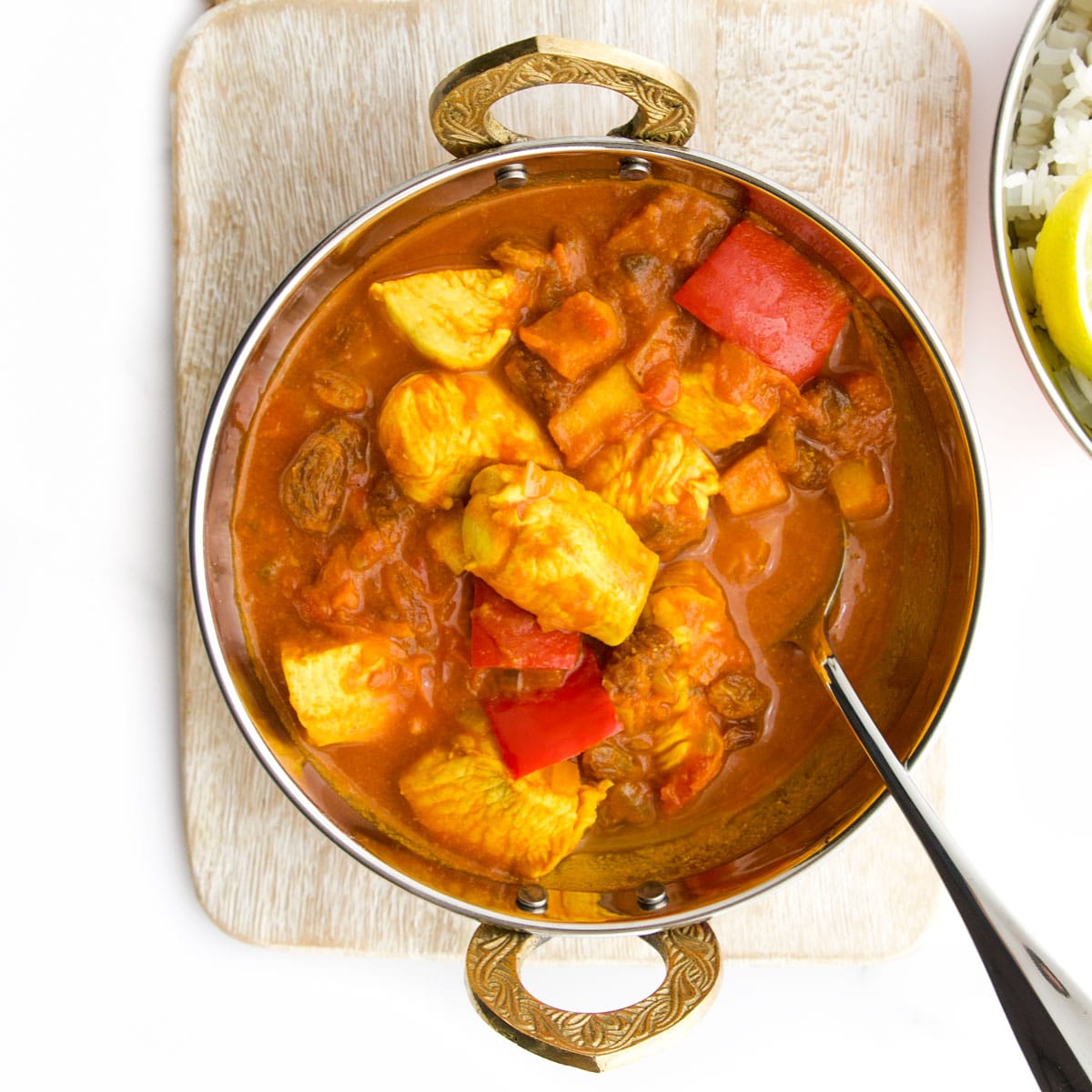 Fruity Chicken Curry in Serving Dish.