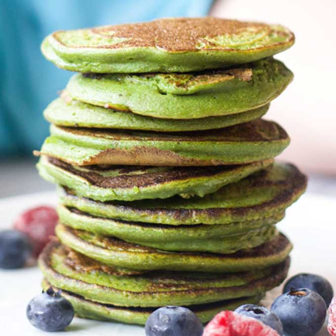 Stack of Green Smoothie Pancakes