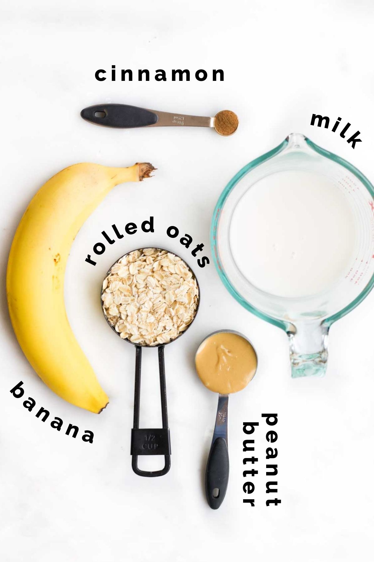 Flat Lay of Ingredients Needed to Make Banana Porridge