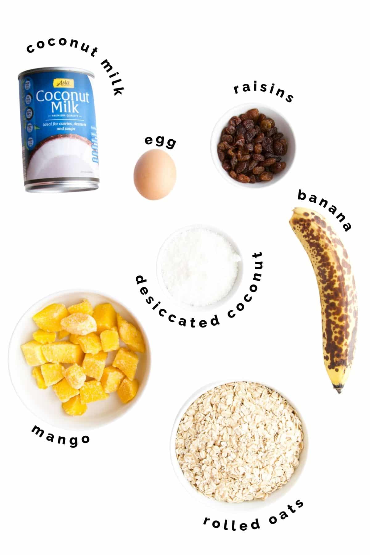 Ingredients to Make Baked Mango Oats.