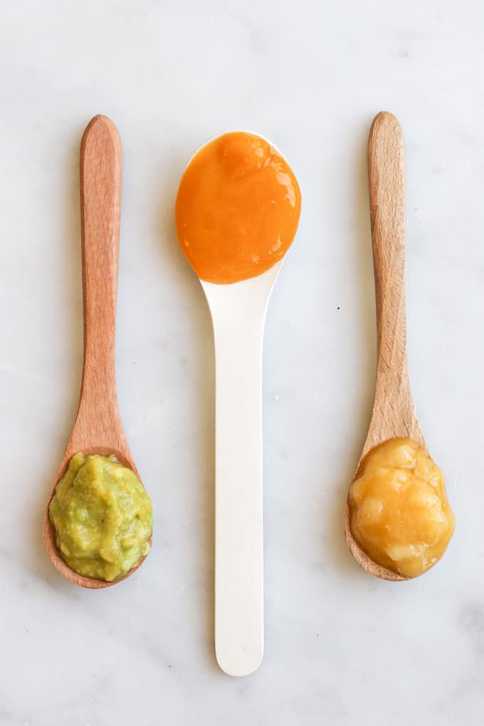 Mango Puree on Spoons for Babies