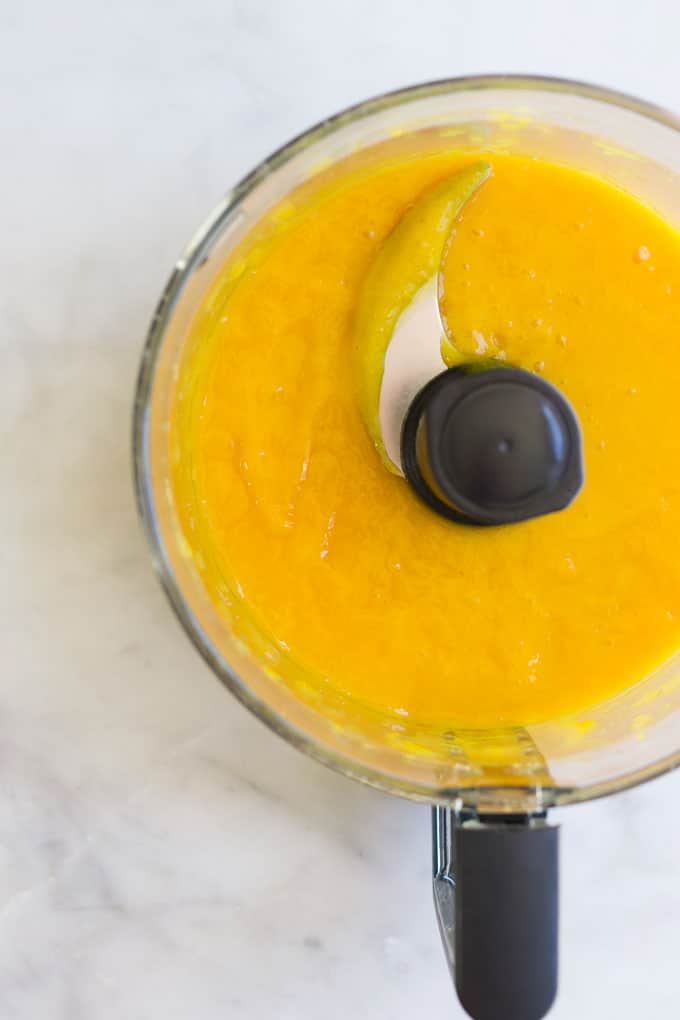 Mango Puree in Food Processor