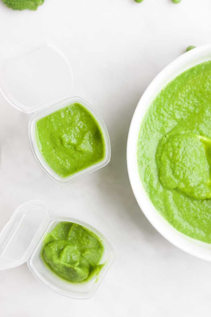 Pea Puree in Freezable Containers