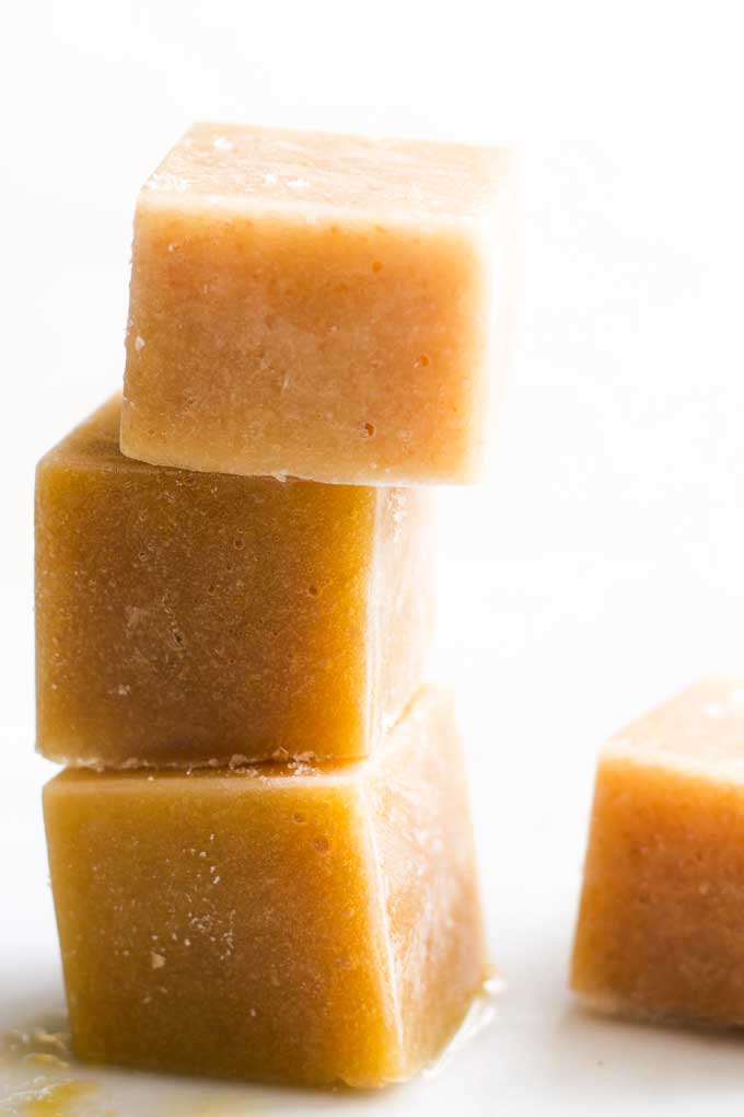 Cubes of Frozen Peach Puree