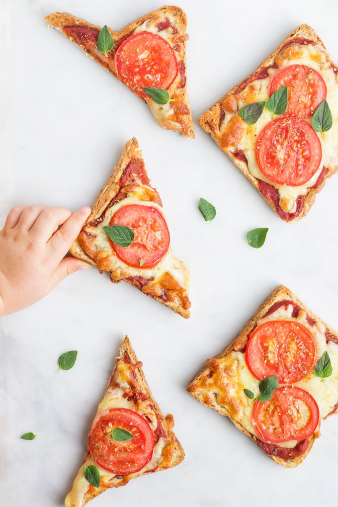 Child Grabbing Slice of Pizza Toast