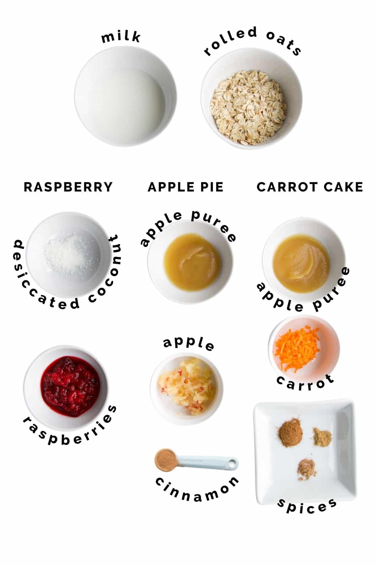 Ingredients Needed to Make Porridge Fingers (3 Flavours).