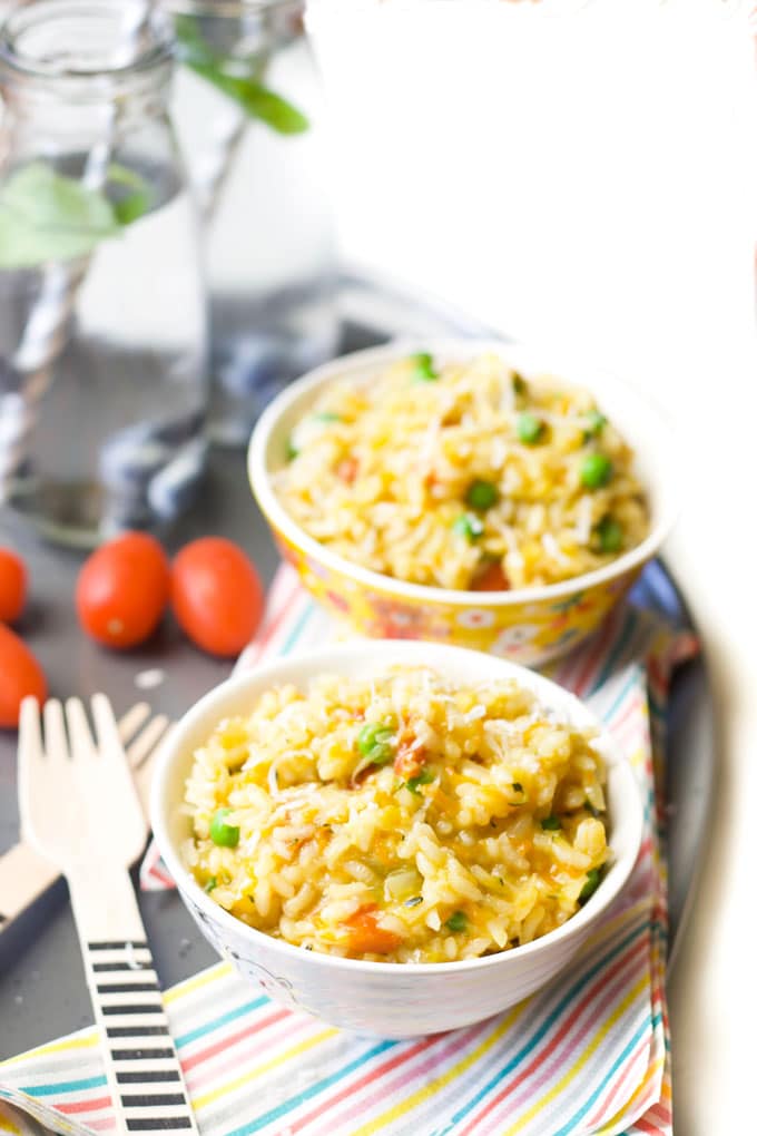 Vegetable Risotto in Kids Bowls