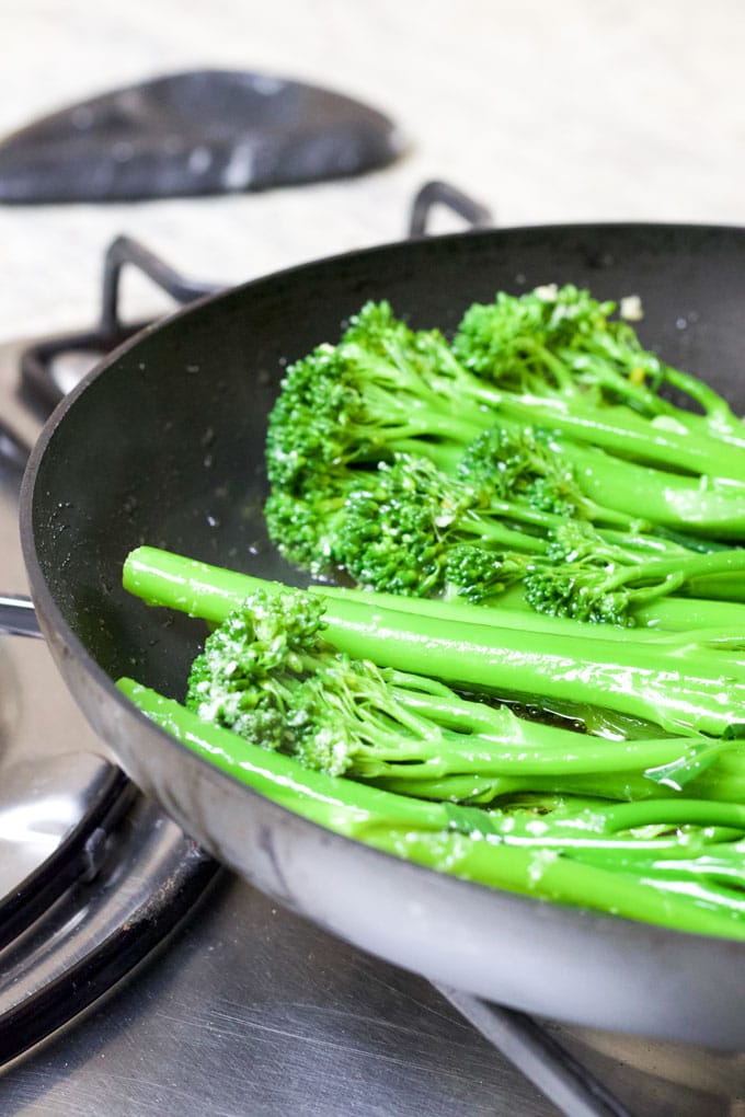 Sautéed Broccolini in Pan