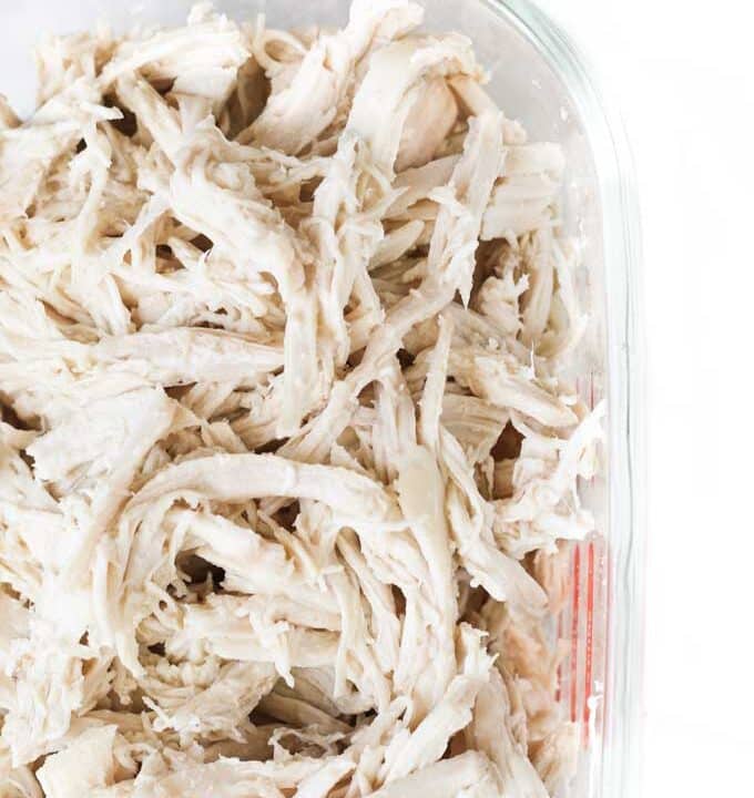 Shredded Chicken in Container for Storage