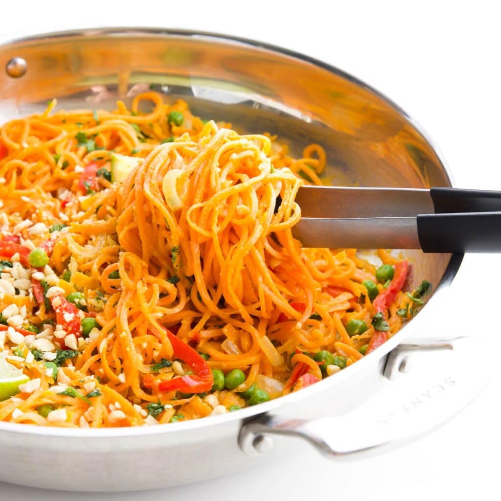 Close up Shot of Sweet Potato Noodles in Pan