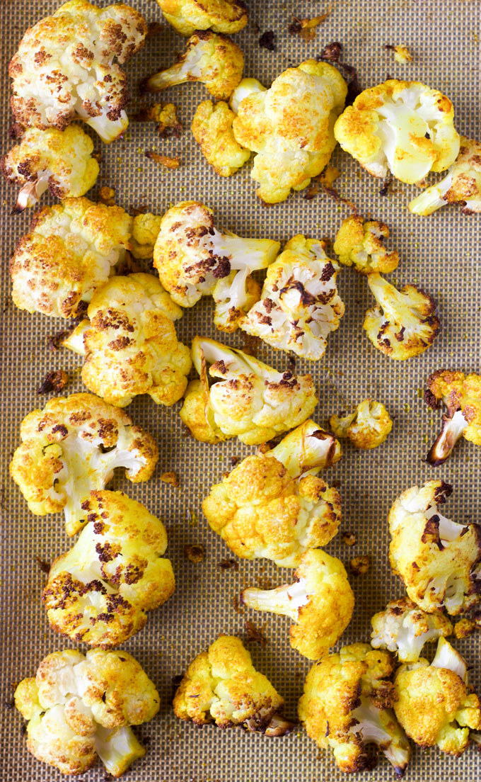 Turmeric Roasted Cauliflower on Baking Tray.